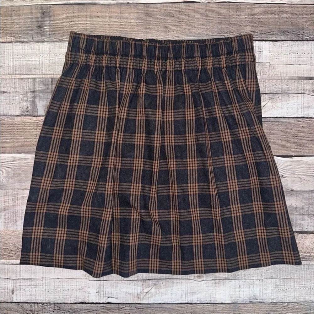 Madewell Plaid Mini Skirt in Brown and Black Double Breasted Sz S